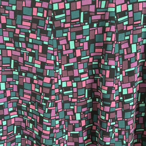 Flared skirt by YZZA in purple, turquoise & black. Polyester, elastic waist. Med - Picture 2 of 5